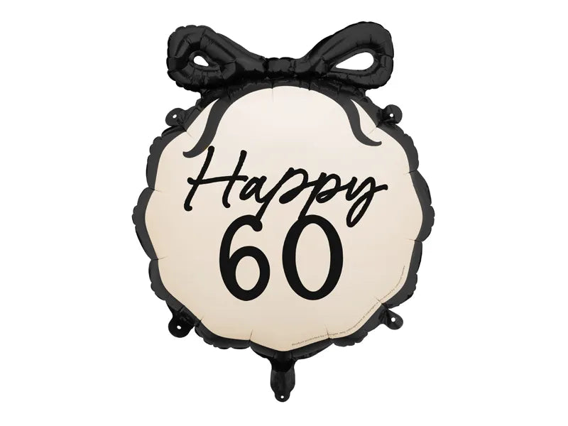 60 Años Globo de Helio Negro Blanco 53cm