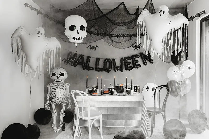 Globo de Helio Halloween Blanco Negro Calavera Vacio 41cm