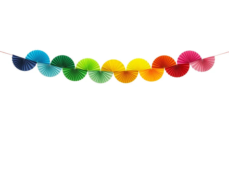 Guirnalda arco iris Abanicos de papel 2,5 m