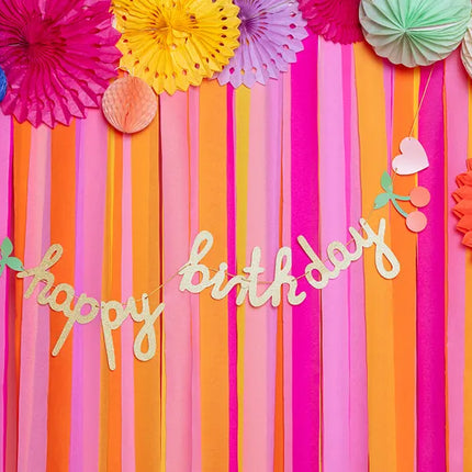 Guirnalda Letra Feliz Cumpleaños Oro Con Cinta 2m