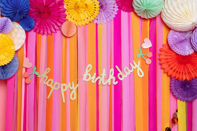 Guirnalda Letra Feliz Cumpleaños Oro Con Cinta 2m