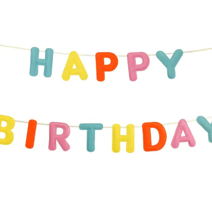 Guirnalda Letra Feliz Cumpleaños Fieltro de Colores 3m