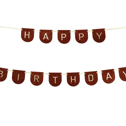 Guirnalda Letra Feliz Cumpleaños Negro Oro 3m