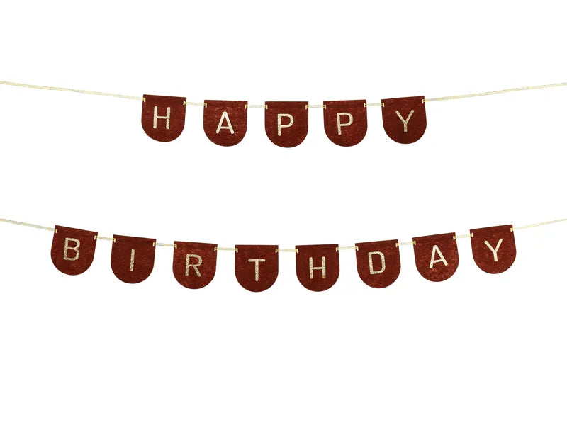 Guirnalda Letra Feliz Cumpleaños Negro Oro 3m