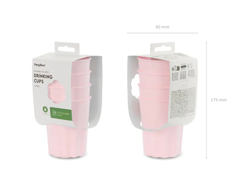 Vasos de Plástico Rosa 220ml 4ud