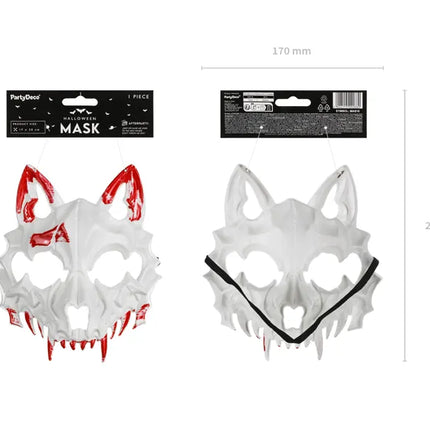 Máscara de Lobo Blanco Rojo