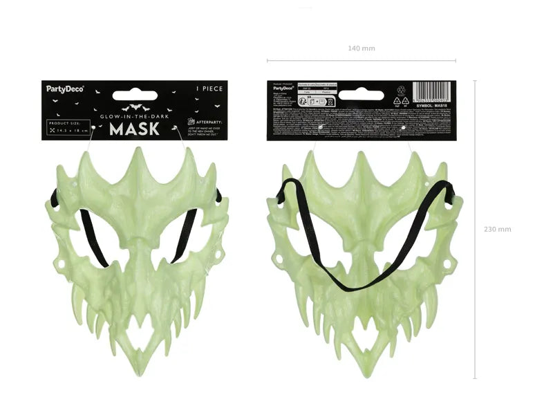 Máscara de Halloween Calavera Verde Brilla en la Oscuridad
