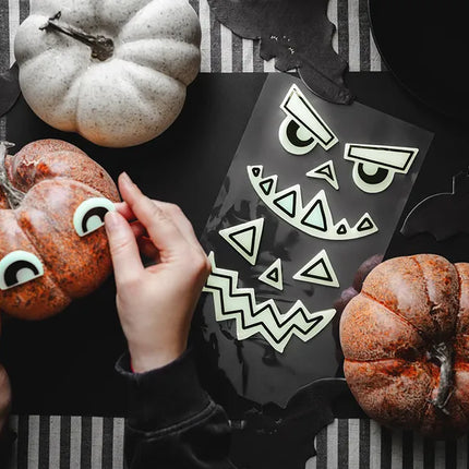 Calabaza Pegatinas Gel Brillan en la Oscuridad 2 piezas
