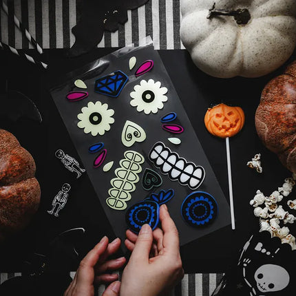Dia De Los Muertos Pegatinas Gel Brillo En La Oscuridad 2 piezas