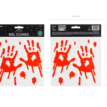 Pegatina de Halloween para Ventana Manos Sangrientas Rojas 24.5cm