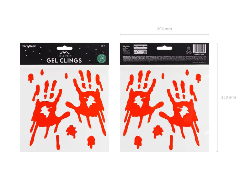 Pegatina de Halloween para Ventana Manos Sangrientas Rojas 24.5cm
