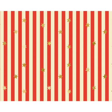 Mantel Circo Papel Rayas Rojo Blanco 1,8m