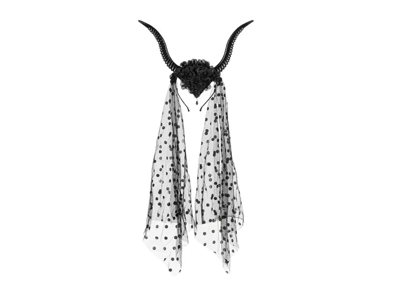 Diadema Diablo Negra Con Velo