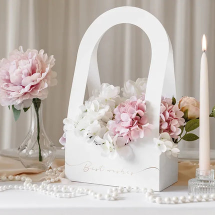 Caja de fiesta blanca Caja de flores Mejores deseos 38cm