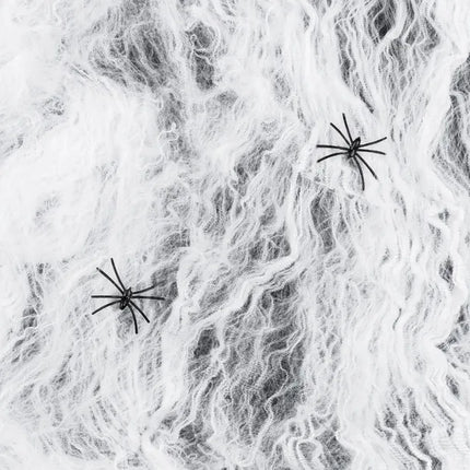 Telaraña Halloween Blanca Con 2 Arañas Negras 200gr