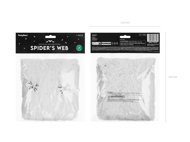 Telaraña Halloween Blanca Con 2 Arañas Negras 200gr