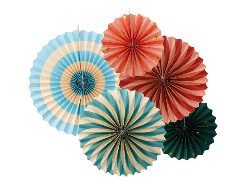 Abanicos de Papel de Colores 5uds