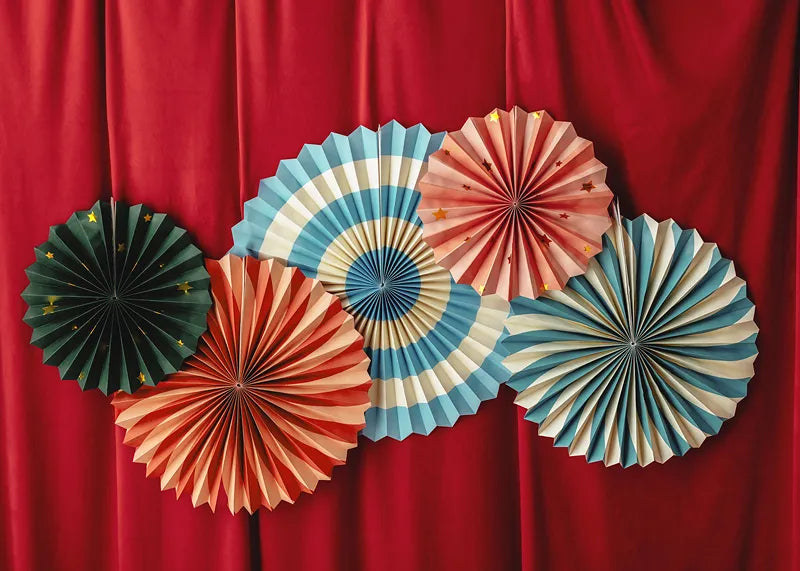 Abanicos de Papel de Colores 5uds