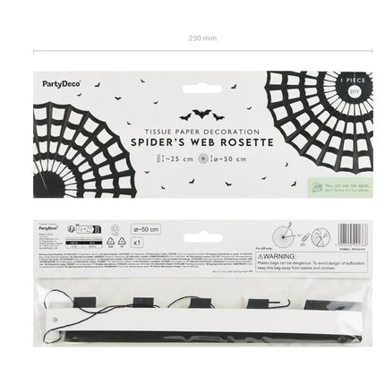 Decoración Colgante Tela de Araña Negra 50cm