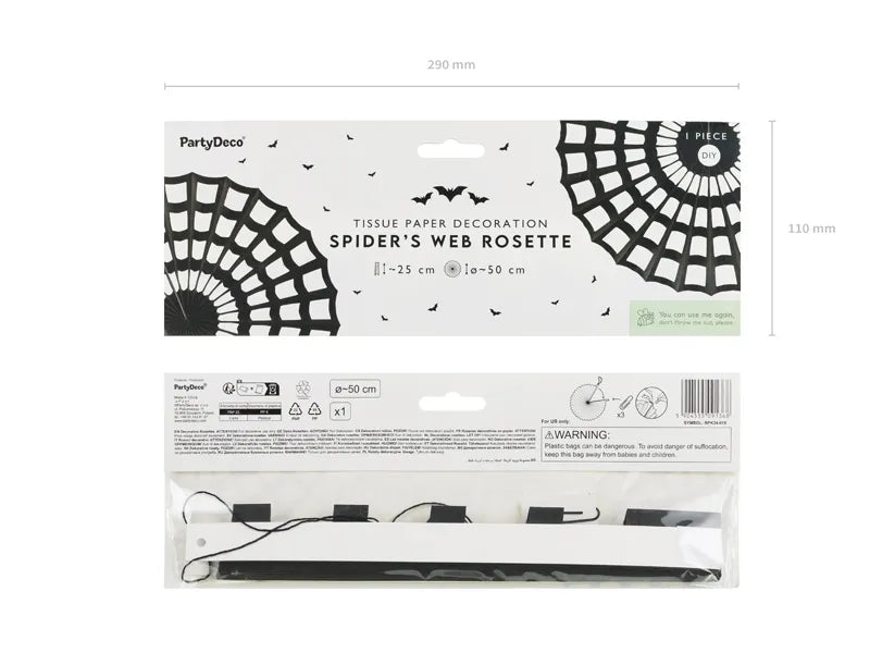 Decoración Colgante Tela de Araña Negra 50cm