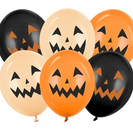 Globos de Halloween Negro Naranja Calabazas 30cm 6pcs