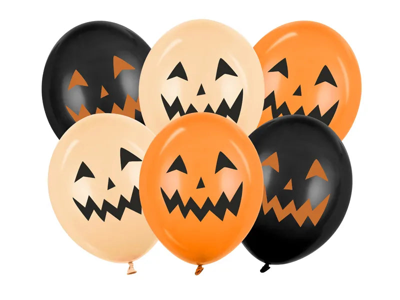 Globos de Halloween Negro Naranja Calabazas 30cm 6pcs