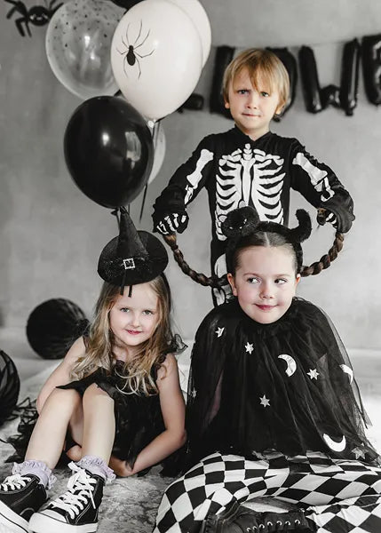 Globos Halloween Negro Blanco Arañas 30cm 6pcs