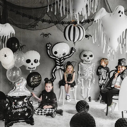 Globos Halloween Negro Blanco Arañas 30cm 6pcs