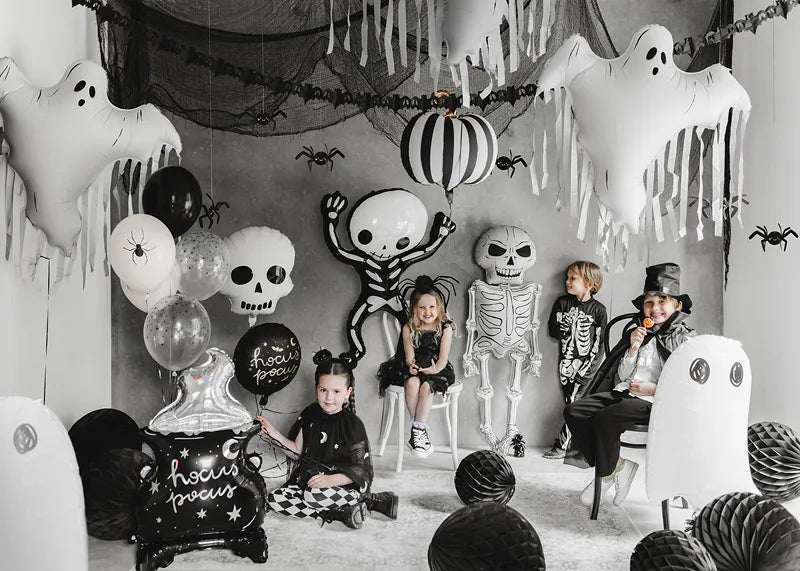Globos Halloween Negro Blanco Arañas 30cm 6pcs