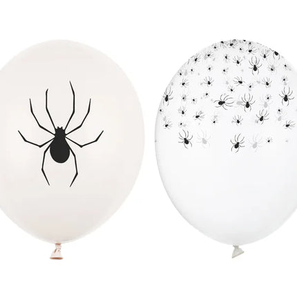 Globos Halloween Blanco Negro Arañas 30cm 50pcs