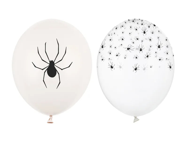 Globos Halloween Blanco Negro Arañas 30cm 50pcs
