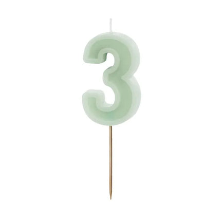 Vela 3 Años Verde Menta 10cm