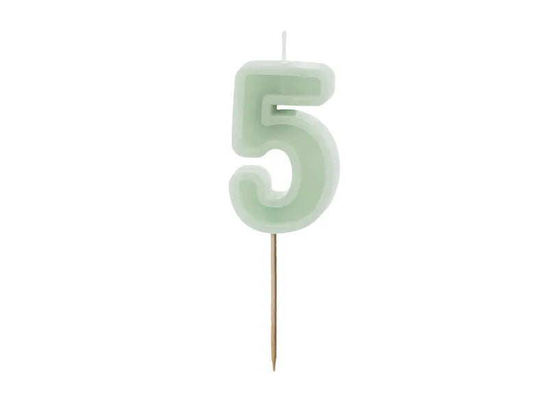 Vela 5 Años Verde Menta 10cm