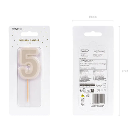 Vela 5 Años Beige 10cm