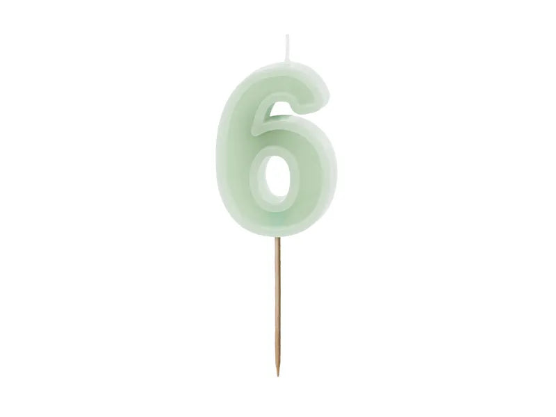Vela 6 Años Verde Menta 10cm