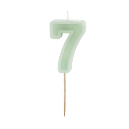 Vela 7 Años Verde Menta 10cm