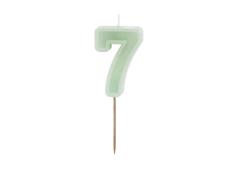 Vela 7 Años Verde Menta 10cm