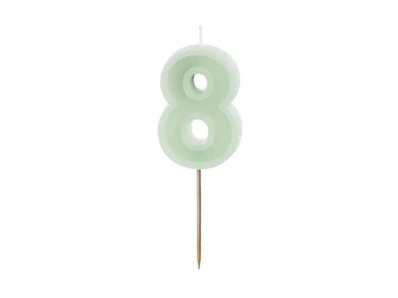 Vela 8 Años Verde Menta 10cm