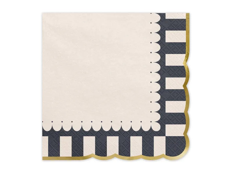 Servilletas de Colores Rayas Borde Dorado 33cm 12ud