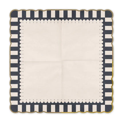 Servilletas de Colores Rayas Borde Dorado 33cm 12ud