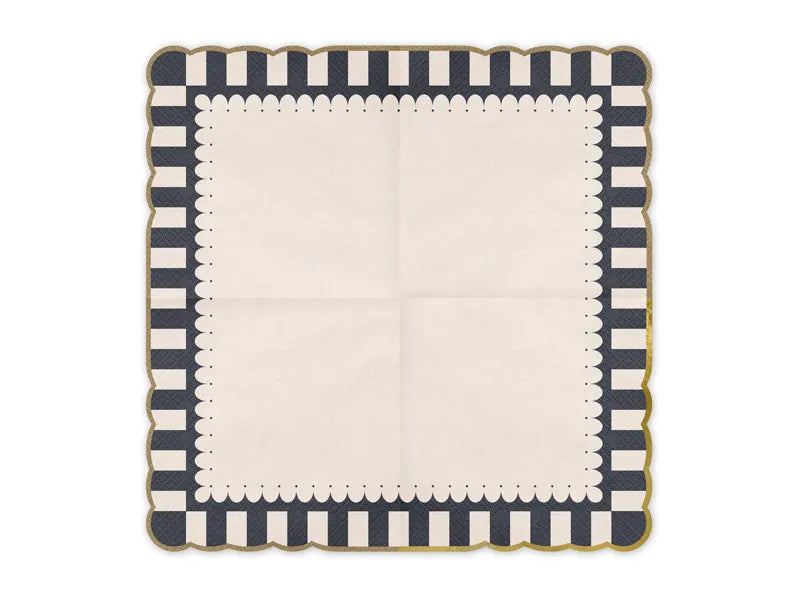 Servilletas de Colores Rayas Borde Dorado 33cm 12ud
