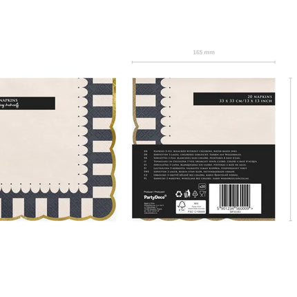 Servilletas de Colores Rayas Borde Dorado 33cm 12ud