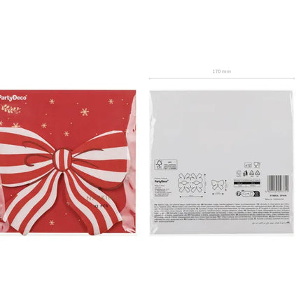 Servilletas Lazo Rojo Blanco 16cm 12pcs