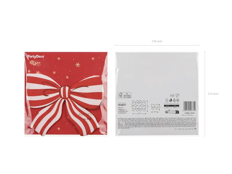 Servilletas Lazo Rojo Blanco 16cm 12pcs