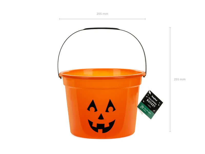 Cubo Halloween Calabaza Naranja 20,5cm