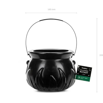 Cubo Halloween Caldero Negro 18cm