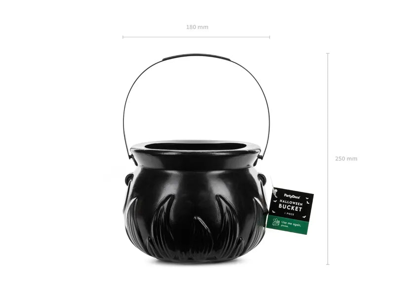Cubo Halloween Caldero Negro 18cm