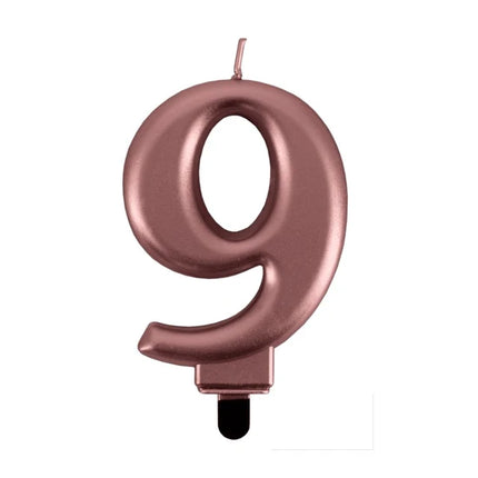 Vela de 9 años, rosa metalizado, 7 cm