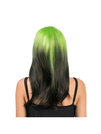 Peluca Billie negra y verde, 50 cm
