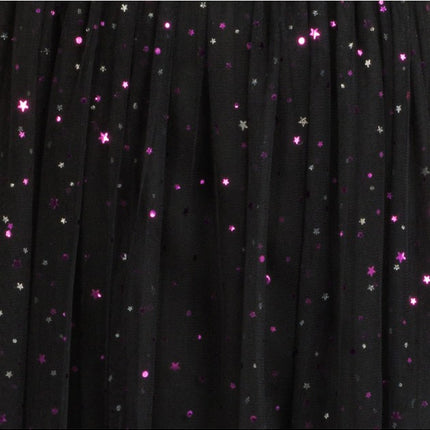 Vestido Tule Rok para mujer, negro con lentejuelas moradas